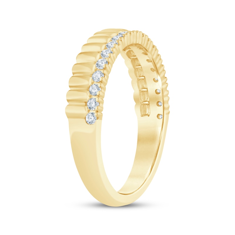 Main Image 2 of Now + Forever Lab-Grown Diamonds Ribbed Stackable Anniversary Ring 1/4 ct tw 14K Yellow Gold
