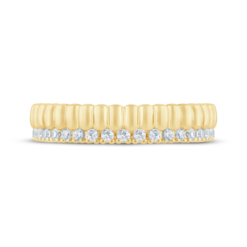 Main Image 3 of Now + Forever Lab-Grown Diamonds Ribbed Stackable Anniversary Ring 1/4 ct tw 14K Yellow Gold