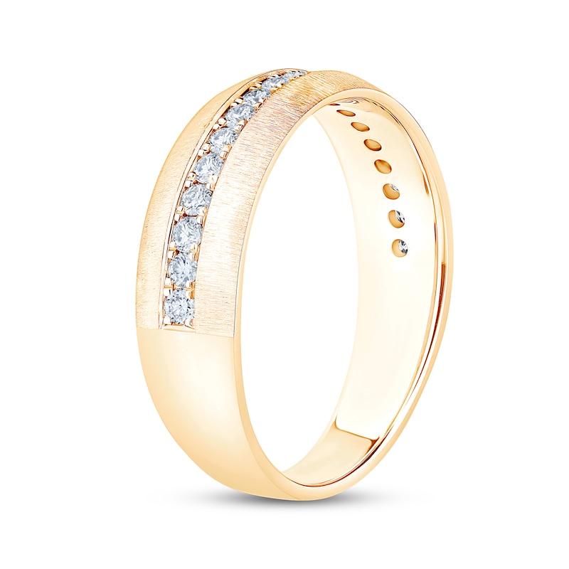 Main Image 2 of Now + Forever Men's Diamond Brushed Wedding Band 3/8 ct tw 10K Yellow Gold