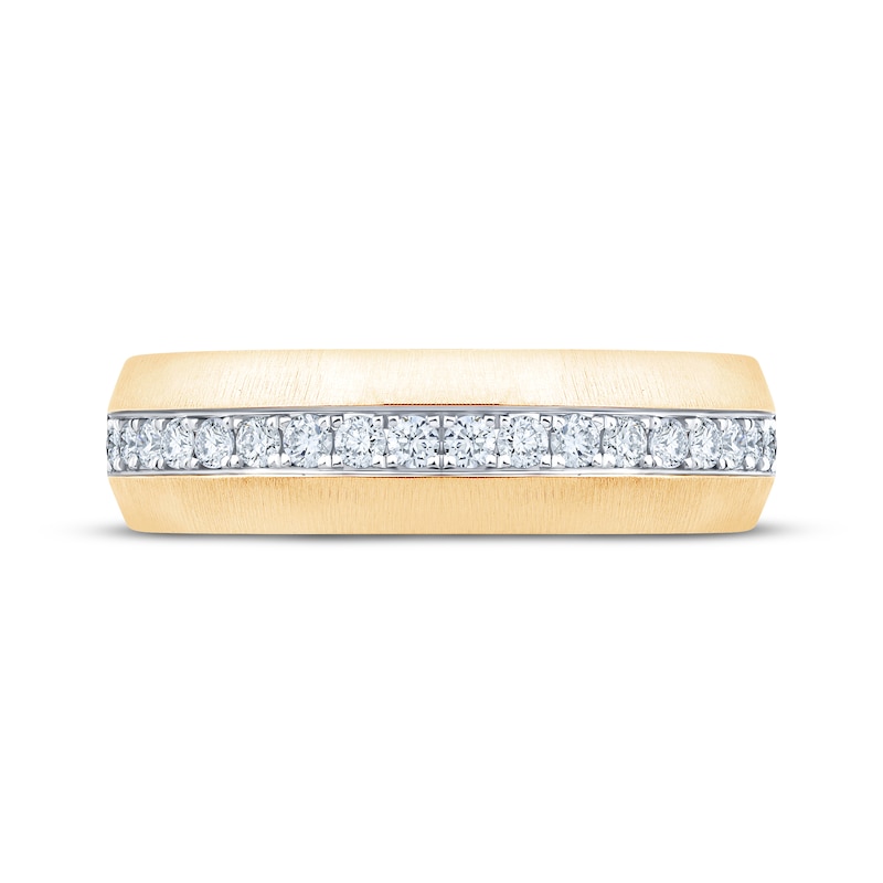 Main Image 4 of Now + Forever Men's Diamond Brushed Wedding Band 3/8 ct tw 10K Yellow Gold