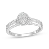 Thumbnail Image 1 of Multi-Diamond Oval Halo Promise Ring 1/5 ct tw Sterling Silver