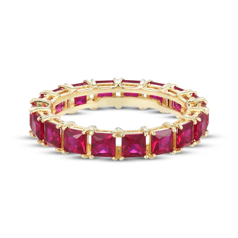 Main Image 3 of STUDIO BY KAY Square-Cut Lab-Created Ruby Stackable Eternity Ring 24K Yellow Gold Vermeil Sterling Silver