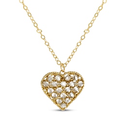 Italian Brilliance Heart Necklace 14K Two-Tone Gold 18"