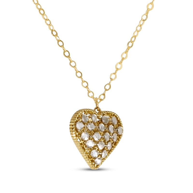 Main Image 2 of Italian Brilliance Heart Necklace 14K Two-Tone Gold 18"