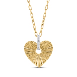 STUDIO BY KAY Lab-Grown Diamond Textured Heart Necklace 1/10 ct tw 24K Yellow Gold Vermeil Sterling Silver 20"