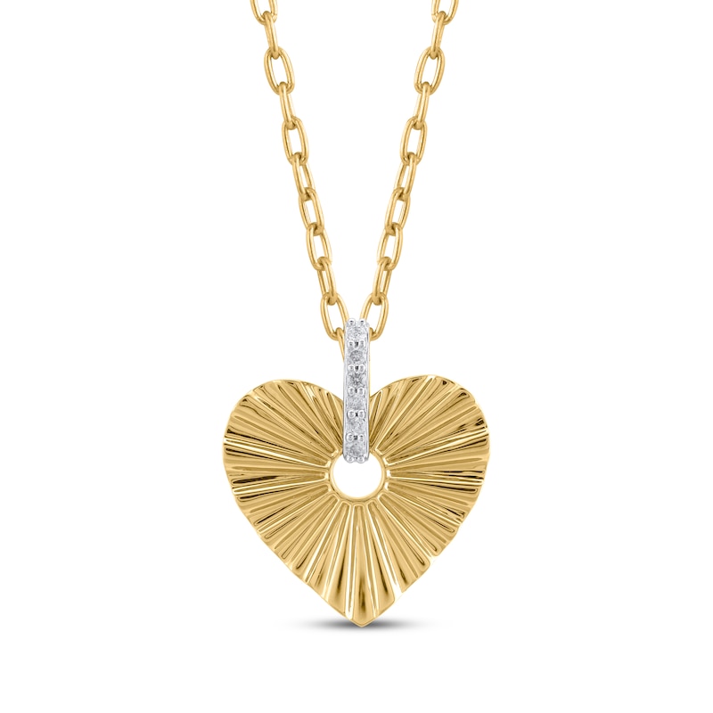 Main Image 1 of STUDIO BY KAY Lab-Grown Diamond Textured Heart Necklace 1/10 ct tw 24K Yellow Gold Vermeil Sterling Silver 20"