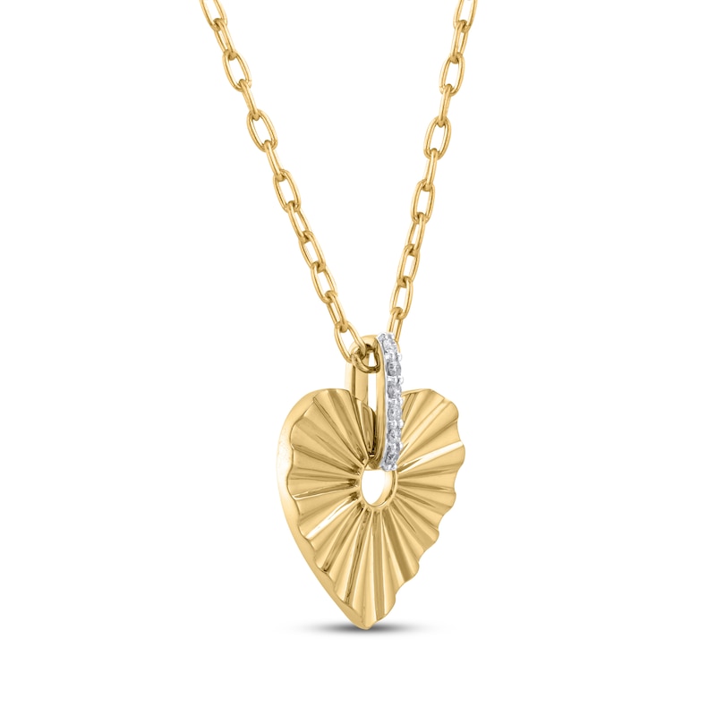 Main Image 2 of STUDIO BY KAY Lab-Grown Diamond Textured Heart Necklace 1/10 ct tw 24K Yellow Gold Vermeil Sterling Silver 20"