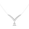 Thumbnail Image 1 of THE LEO Legacy Lab-Grown Diamond Pear-Shaped Dangle Chevron Necklace 1 ct tw 14K White Gold 19"
