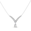 Thumbnail Image 2 of THE LEO Legacy Lab-Grown Diamond Pear-Shaped Dangle Chevron Necklace 1 ct tw 14K White Gold 19"