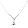 Thumbnail Image 3 of THE LEO Legacy Lab-Grown Diamond Pear-Shaped Dangle Chevron Necklace 1 ct tw 14K White Gold 19"