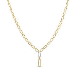 STUDIO BY KAY Lab-Grown Diamond Paperclip Link Drop Necklace 1/5 ct tw 24K Yellow Gold Vermeil Sterling Silver 18"