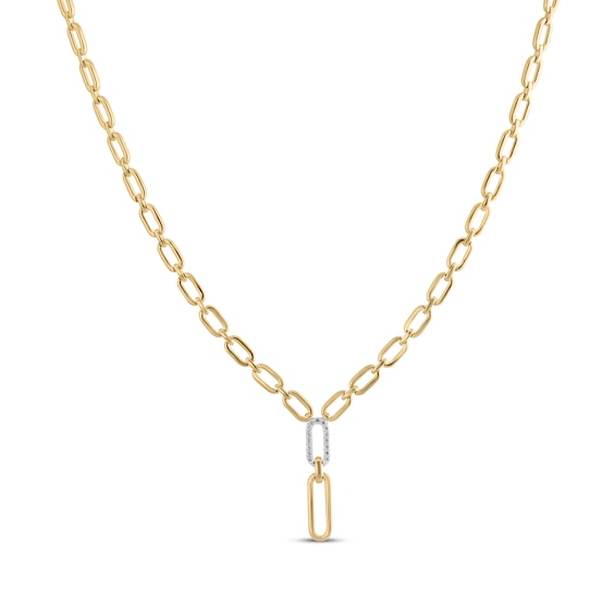 STUDIO BY KAY Lab-Grown Diamond Paperclip Link Drop Necklace 1/5 ct tw 24K Yellow Gold Vermeil Sterling Silver 18"