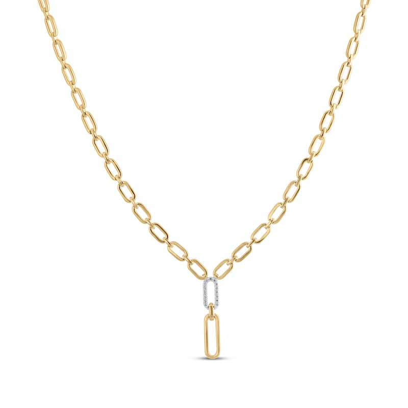 Main Image 1 of STUDIO BY KAY Lab-Grown Diamond Paperclip Link Drop Necklace 1/5 ct tw 24K Yellow Gold Vermeil Sterling Silver 18"