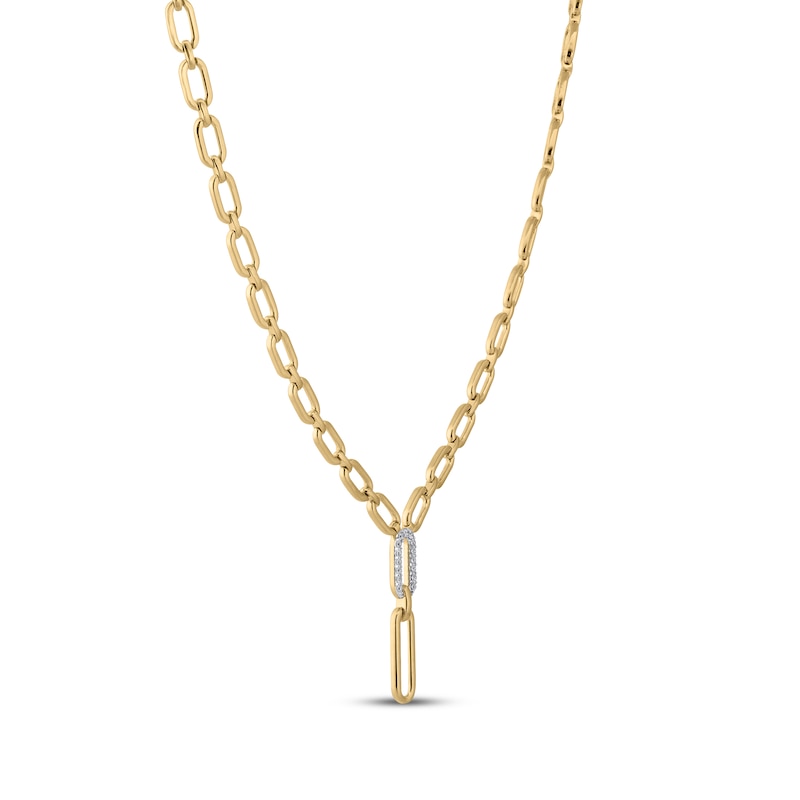 Main Image 2 of STUDIO BY KAY Lab-Grown Diamond Paperclip Link Drop Necklace 1/5 ct tw 24K Yellow Gold Vermeil Sterling Silver 18"