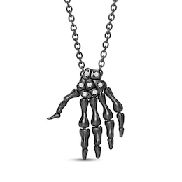 Disney Treasures Haunted Mansion Diamond Accent Hand Necklace Black Rhodium-Plated Sterling Silver 19"