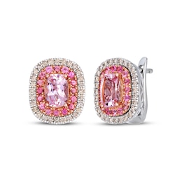 Le Vian Cushion-Cut Morganite & Pink Tourmaline Stud Earrings 1/2 ct tw Diamonds 14K Two-Tone Gold