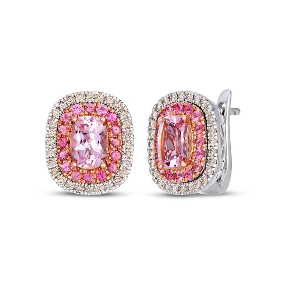 Le Vian Cushion-Cut Morganite & Pink Tourmaline Stud Earrings 1/2 ct tw Diamonds 14K Two-Tone Gold