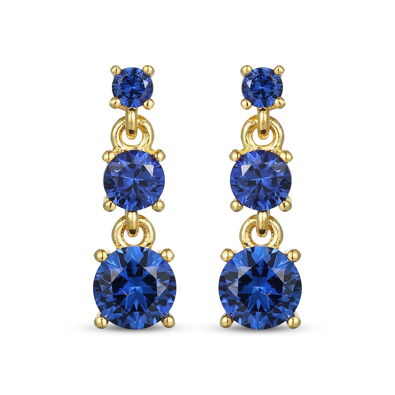 Main Image 3 of STUDIO BY KAY Blue Lab-Created Sapphire Three-Tier Dangle Earrings 24K Yellow Gold Vermeil Sterling Silver