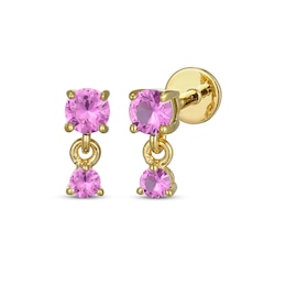 STUDIO BY KAY Pink Lab-Created Sapphire Mini Dangle Earrings 24K Yellow Gold Vermeil Sterling Silver