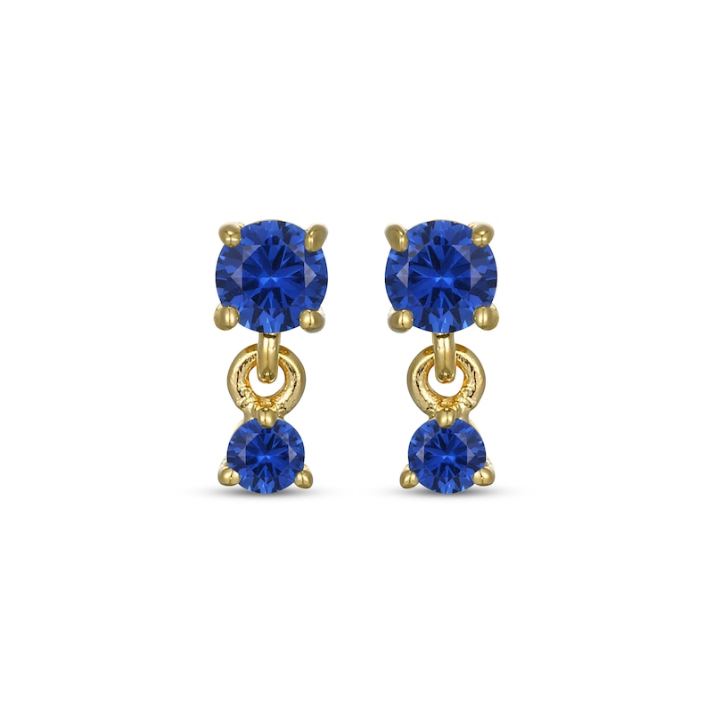 Main Image 2 of STUDIO BY KAY Blue Lab-Created Sapphire Mini-Dangle Earrings 24K Yellow Gold Vermeil Sterling Silver