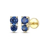 Thumbnail Image 1 of STUDIO BY KAY Blue Lab-Created Sapphire Two-Stone Stud Earrings 24K Yellow Gold Vermeil Sterling Silver