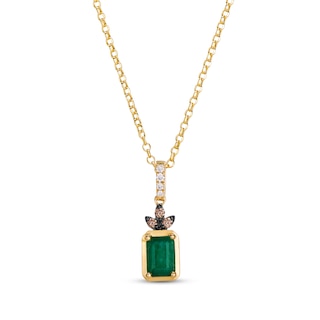 Le Vian Octagon-Cut Emerald Necklace 1/10 ct tw Diamonds 14K Honey Gold 19"