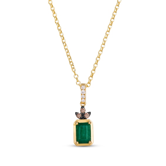 Le Vian Octagon-Cut Emerald Necklace 1/10 ct tw Diamonds 14K Honey Gold 19"