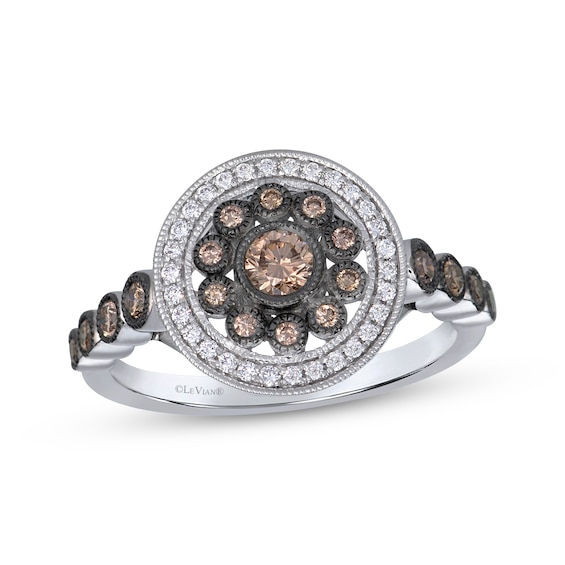 Le Vian Diamond Vintage-Inspired Bezel Halo Ring 1/2 ct tw 14K Vanilla Gold