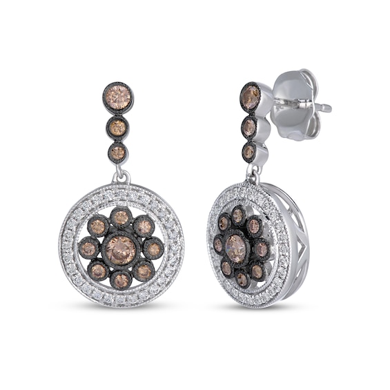 Le Vian Diamond Vintage-Inspired Bezel Halo Dangle Earrings 1/2 ct tw 14K Vanilla Gold