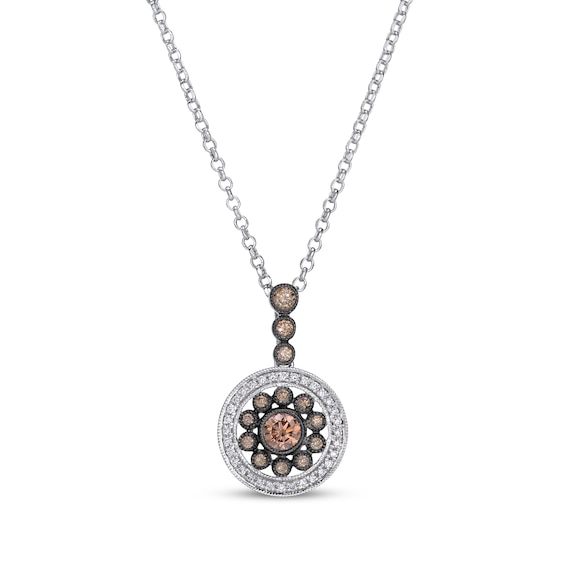 Le Vian Diamond Vintage-Inspired Bezel Halo Necklace 3/8 ct tw 14K Vanilla Gold 19"
