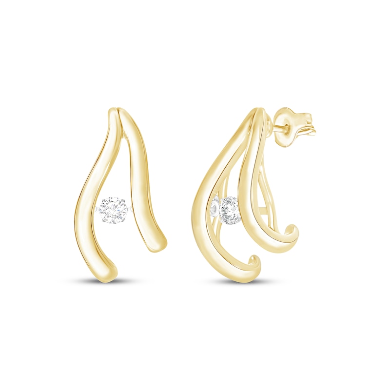 Main Image 1 of Unstoppable Love Lab-Grown Diamond Double J-Hoop Earrings 1/6 ct tw 10K Yellow Gold
