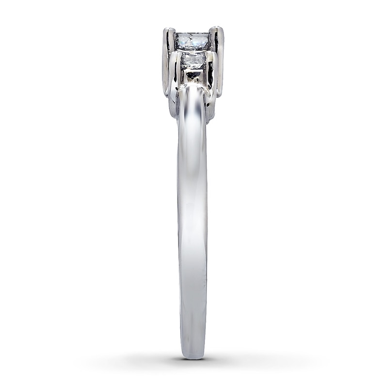Main Image 2 of Previously Owned 3-Stone Engagement Ring 1/2 ct tw Princess-cut Diamonds 14K White Gold