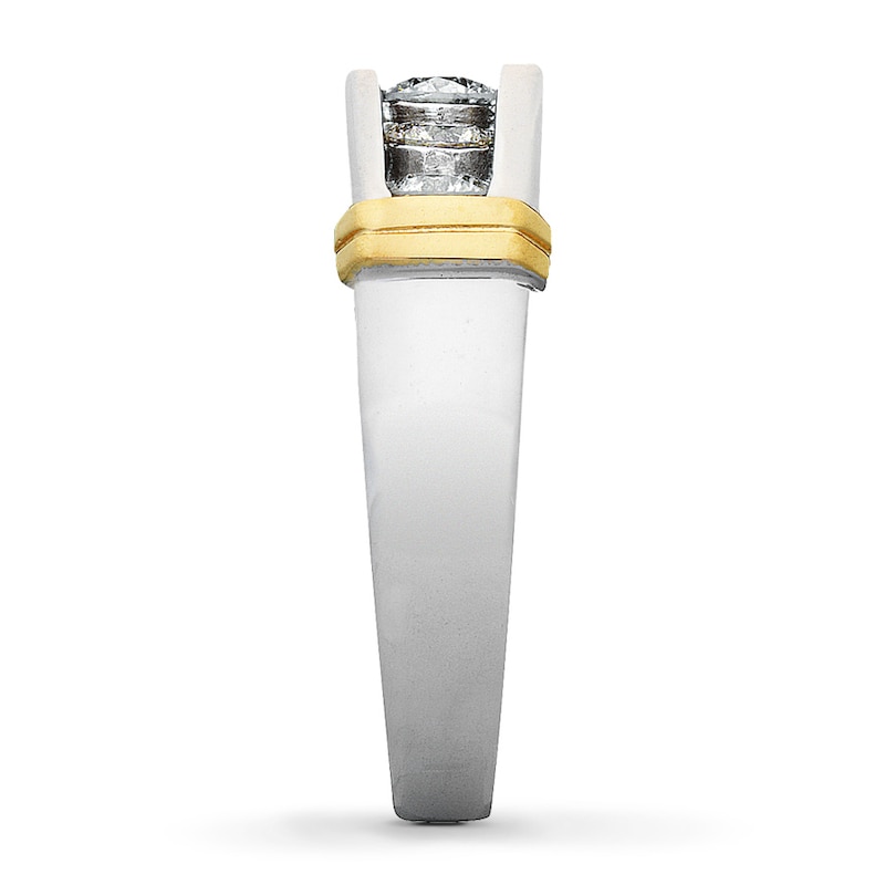Main Image 3 of Previously Owned Men's Wedding Band 1 ct tw Round-cut Diamonds 14K Two-Tone Gold