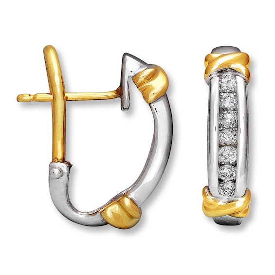 Previously Owned Diamond Hoop Earrings 1/4 ct tw 14K Two-Tone Gold