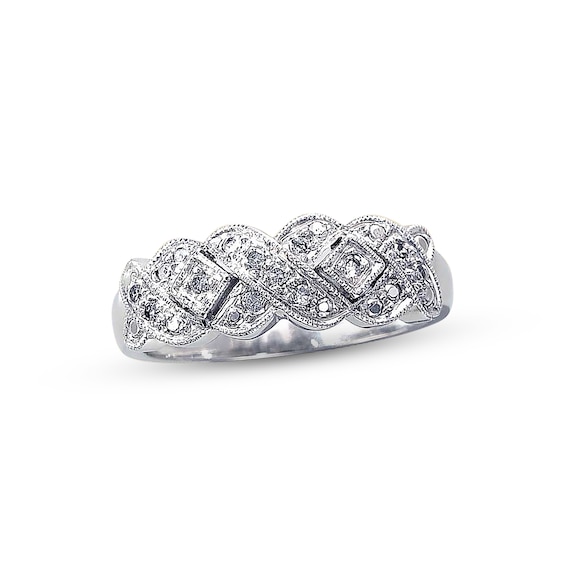 Previously Owned Diamond Anniversary Ring 1/10 ct tw Round-cut 10K White Gold