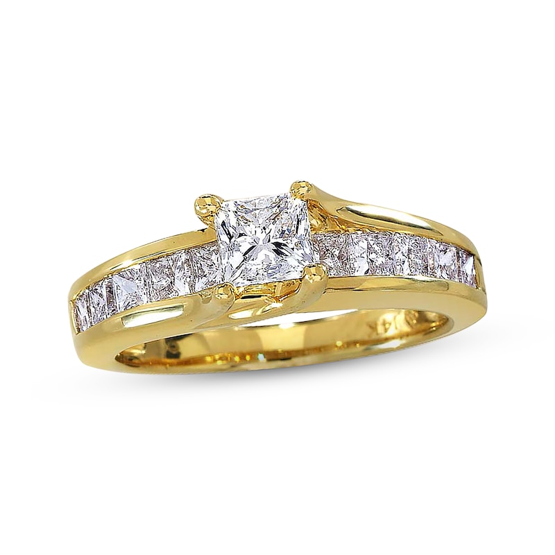 Main Image 1 of Previously Owned Diamond Engagement Ring 2 ct tw Princess-cut 14K Yellow Gold