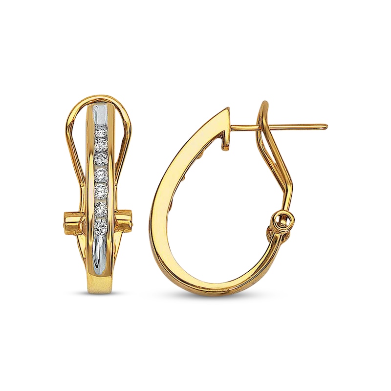 Main Image 1 of Previously Owned Diamond Hoop Earrings 1/4 cttw 14K Yellow Gold