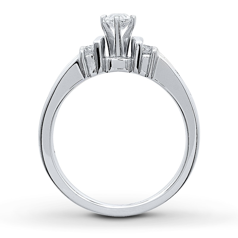 Main Image 2 of Previously Owned Engagement Ring 3/4 ct tw Marquise & Round-cut Diamonds 14K White Gold