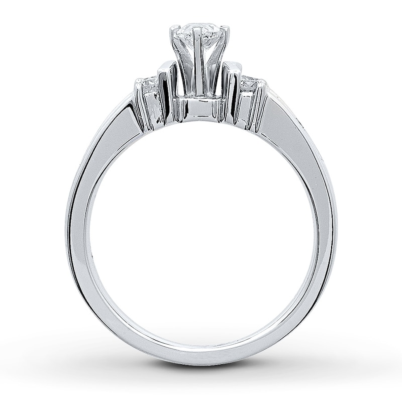 Previously Owned Engagement Ring 3/4 ct tw Marquise & Round-cut Diamonds 14K White Gold