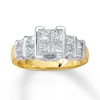 Previously Owned Engagment Ring 1-1/2 ct tw Princess & Baguette-cut Diamonds 14K Two-Tone Gold