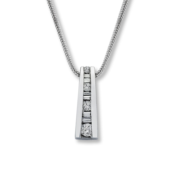 Previously Owned Diamond Ladder Necklace 1/4 ct tw 14K White Gold