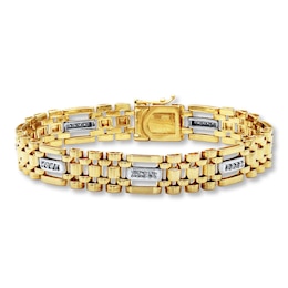 Previously Owned Men's Diamond Bracelet 1/2 ct tw Round-cut 10K Two-Tone Gold