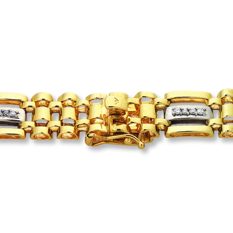 Main Image 2 of Previously Owned Men's Diamond Bracelet 1/2 ct tw Round-cut 10K Two-Tone Gold