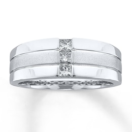 Previously Owned Men's Square-cut Diamond Ring 1/3 ct tw 14K White Gold