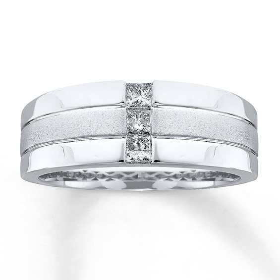 Previously Owned Men's Square-cut Diamond Ring 1/3 ct tw 14K White Gold