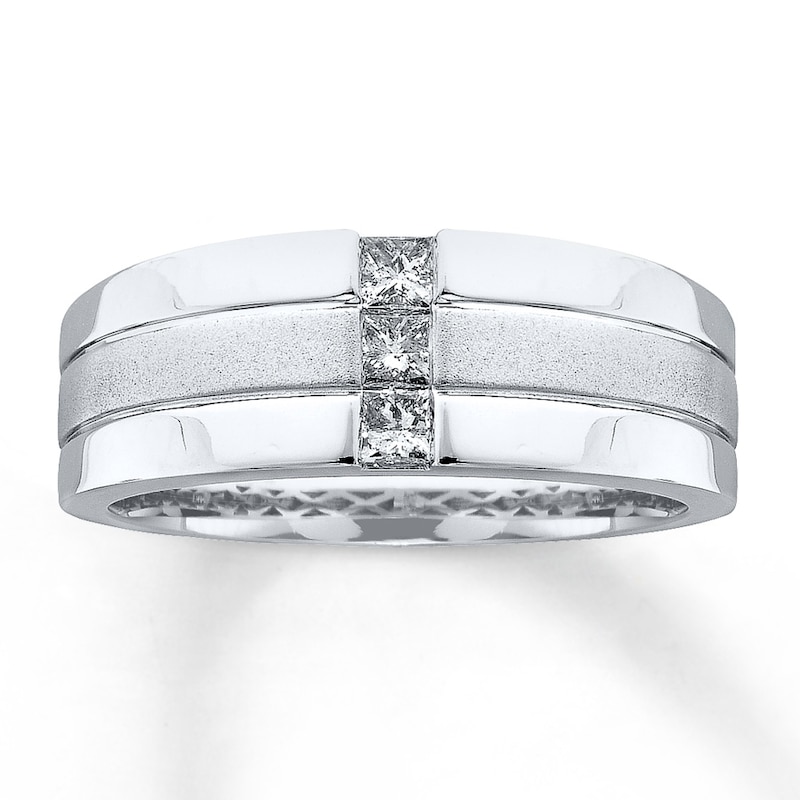 Previously Owned Men's Band 1/3 ct tw Square-cut Diamonds 14K White Gold