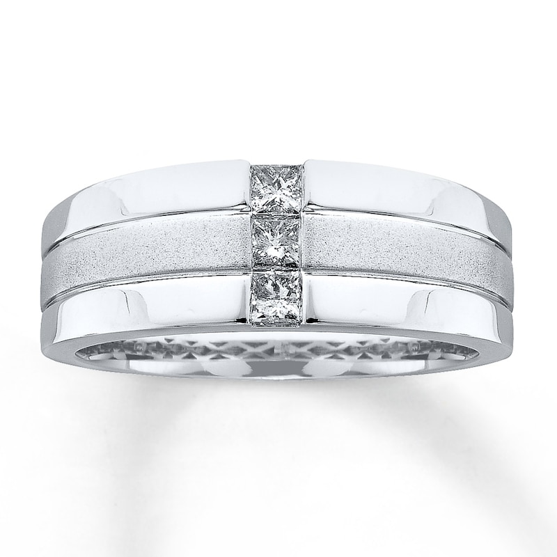 Main Image 1 of Previously Owned Men's Square-cut Diamond Ring 1/3 ct tw  14K White Gold