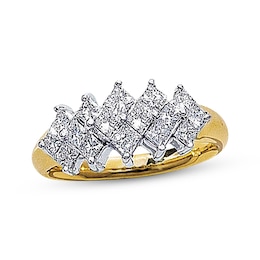 Previously Owned Diamond Anniversary Band 1 ct wt Princess-Cut 14K Two-Tone Gold