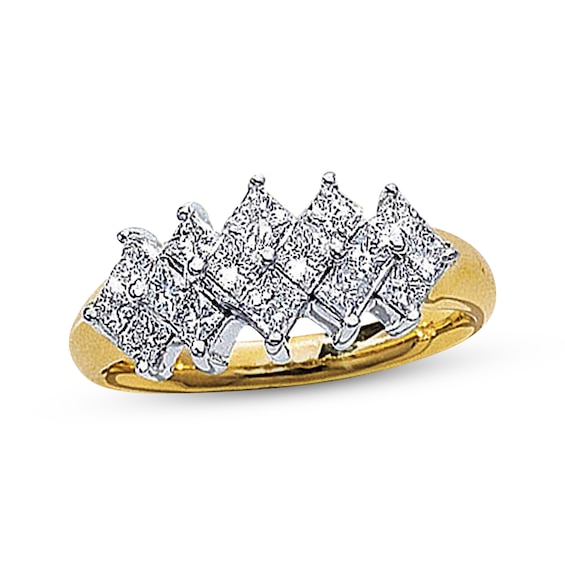 Previously Owned Diamond Anniversary Band 1 ct wt Princess-Cut 14K Two-Tone Gold