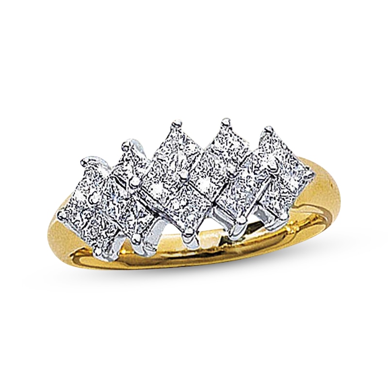Previously Owned Diamond Anniversary Band 1 ct wt Princess-Cut 14K Two-Tone Gold